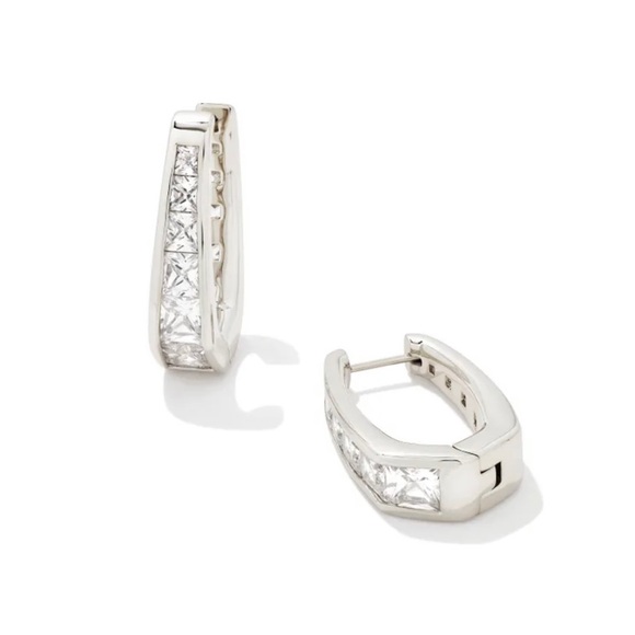Kendra Scott Jewelry - NWT Kendra Scott Parker Hoop Earrings White Crystal